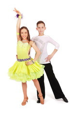 Boy and girl dancing ballroom dance