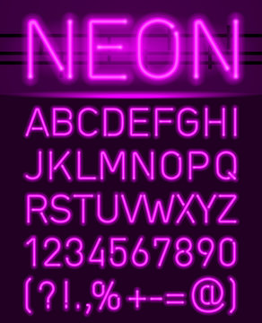 Neon font and symbols