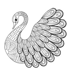 Hand drawing artistic Swan for adult coloring pages in doodle, z - 101152557