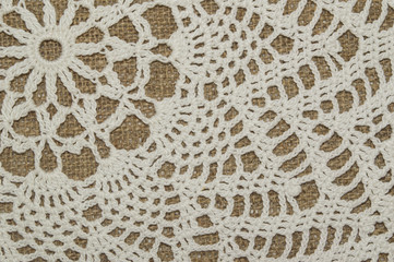 Crochet doily lace texture background