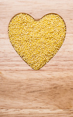 Millet groats heart shaped