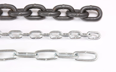three metal chains of different size