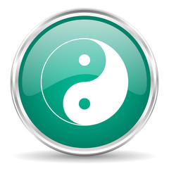 ying yang blue glossy circle web icon