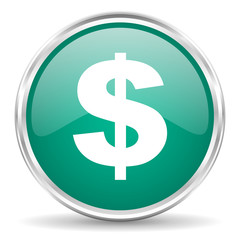dollar blue glossy circle web icon