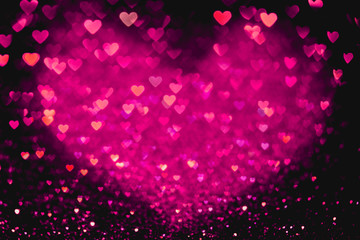 Pink heart bokeh background. Valentines day texture.