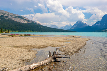 Fototapeta na wymiar Majestic mountain lake in Canada. Bow Lake.