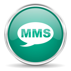 mms blue glossy circle web icon