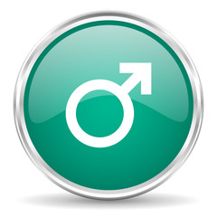 male blue glossy circle web icon
