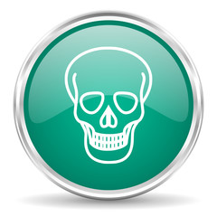 skull blue glossy circle web icon