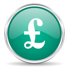 pound blue glossy circle web icon