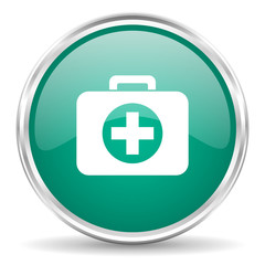 first aid blue glossy circle web icon