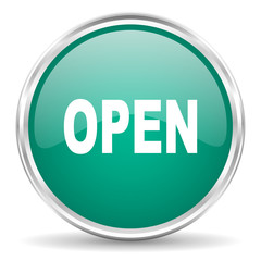 open blue glossy circle web icon