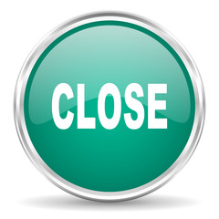 close blue glossy circle web icon