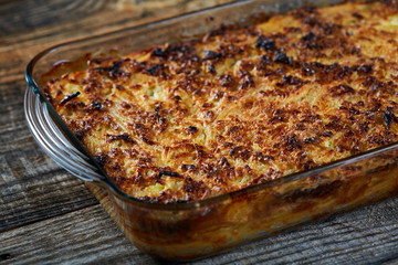 Macaroni with cheese, oven baked