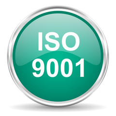 iso 9001 blue glossy circle web icon