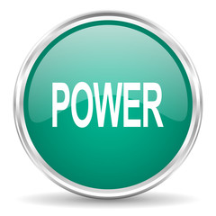 power blue glossy circle web icon