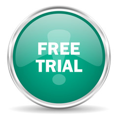 free trial blue glossy circle web icon