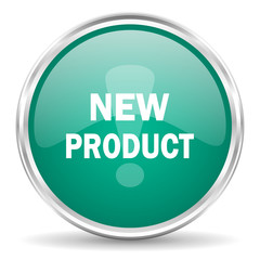 new product blue glossy circle web icon