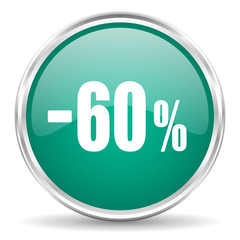 60 percent sale retail blue glossy circle web icon