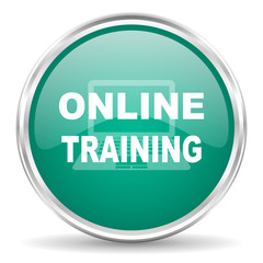 online training blue glossy circle web icon