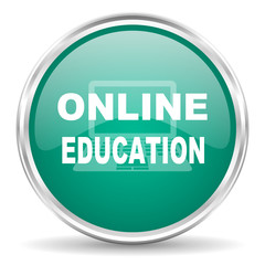online education blue glossy circle web icon