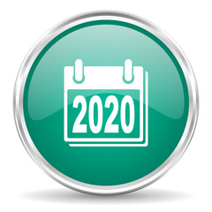 new year 2020 blue glossy circle web icon