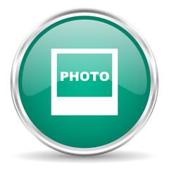 photo blue glossy circle web icon