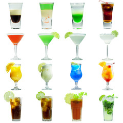 alcoholic cocktails set - cosmopolitan, Blue Curacao, Chocolate