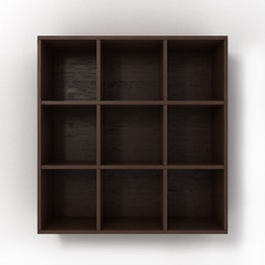 dark hanging bookshelf isolated on white background