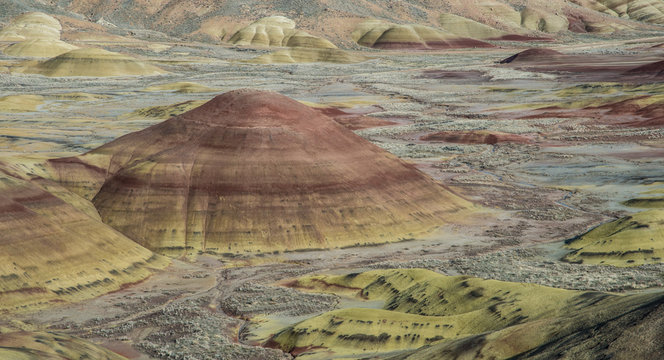 Colorful geologic formations at Painted Hills in the John Day Fossil Beds National Monument in eastern Oregon
