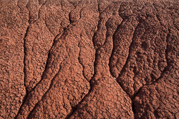 Erosion in red dirt at the Painted Hills in the John Day Fossil Beds National Monument in eastern Oregon
