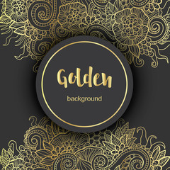 Luxury Golden Modern Background or Card with Floral Ornament.