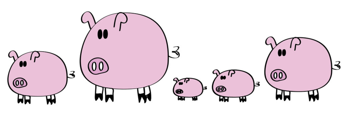 5 pigs cute