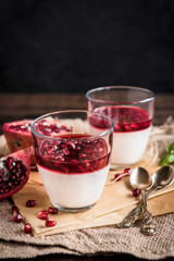 Panna Cotta with pomegranate sauce