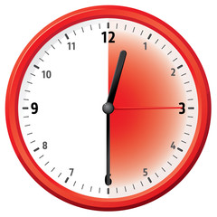 Illustration of a clock at thirty minutes, half an hour