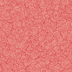 Vector Red Handdrawn Roses Seamless Pattern