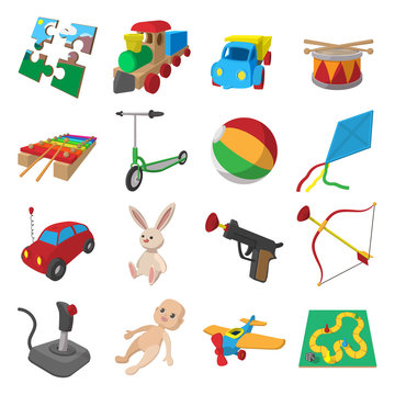 Toys cartoon icons set