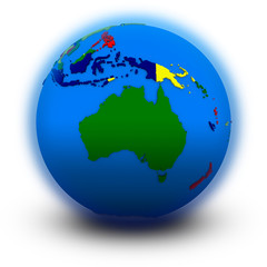 Fototapeta na wymiar Australia on political globe