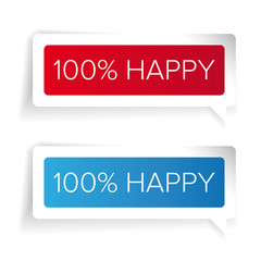 100% happy label sign
