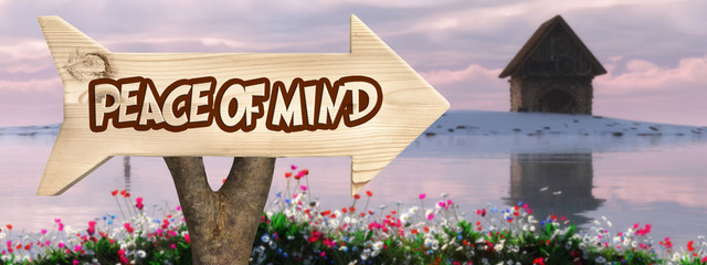 wooden sign indicating  peace of mind