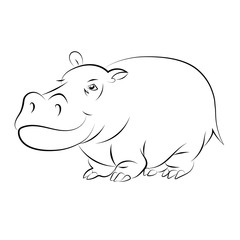 Illustration of a cheerful orange hippopotamus