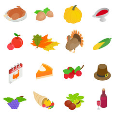 Thanksgiving day isometric 3d icons