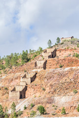 Fototapeta na wymiar Iron pyrite, the largest open pit mine in Europe, Minas de Riotinto, Nerva. Huelva province, Andalusia, Spain 