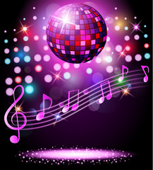 Sparkling disco ball. Night party