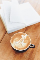 coffee latte in coffee shop vintage color