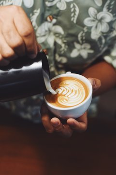coffee latte in coffee shop vintage color