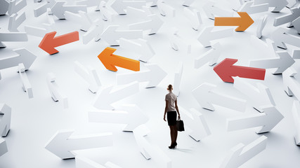 Troubled businesswoman finding way out