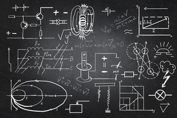 Physics formulas on board