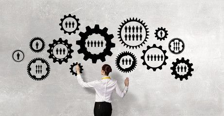 Woman presenting teamwork concept