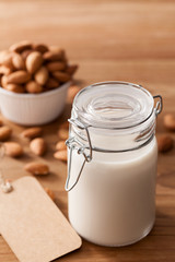 Obraz na płótnie Canvas almond milk organic healthy nut vegan vegetarian drink